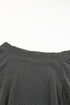 Gray Ribbed Knit Off-Shoulder Balloon Sleeve Top