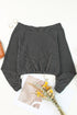 Gray Ribbed Knit Off-Shoulder Balloon Sleeve Top