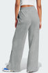 Gray Seamed Drawstring High Waist Wide Leg Sweatpants