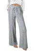 Gray Seamed Drawstring High Waist Wide Leg Sweatpants