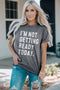 Gray Slogan Letter Print Crew Neck Graphic T Shirt