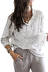 Gray Slouchy Heather Rib Knit Long Sleeve Henley Top
