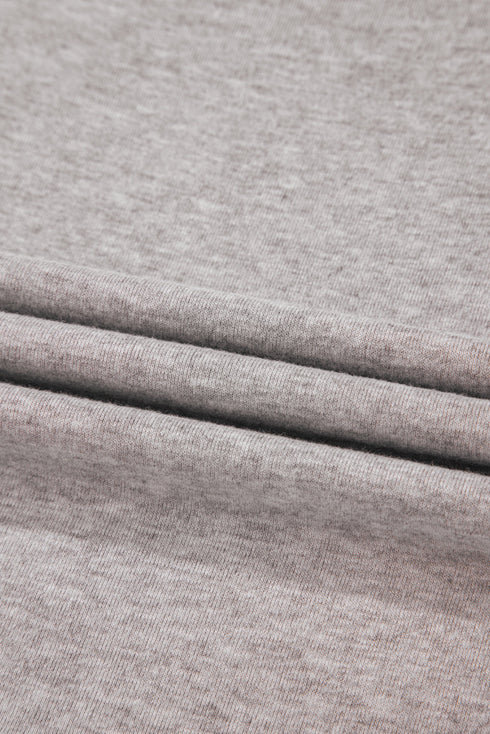 Gray Solid Color Loose Tee 2 Piece Shorts Set