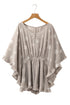 Gray Star Print Crinkle Textured Kimono Ruffle Sleeve Romper