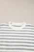 Gray Stripe Drop Shoulder Crew Neck Sweater