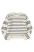 Gray Stripe Drop Shoulder Crew Neck Sweater