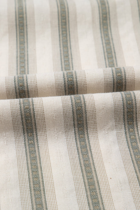 Gray Stripe Frilled Tie Neck Short Sleeve Blouse