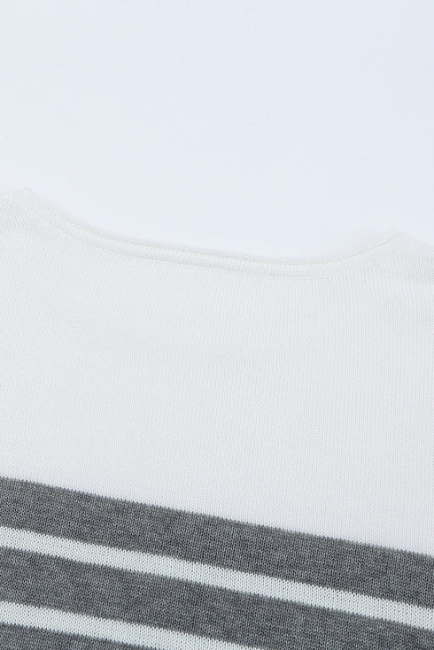 Gray Striped Colorblock Sweater