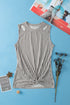 Gray Striped Cutout Twist Front Tank Top