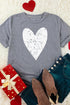 Gray Valentine'S Day Large Heart Shape Print Graphic T Shirt