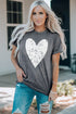 Gray Valentine'S Day Large Heart Shape Print Graphic T Shirt