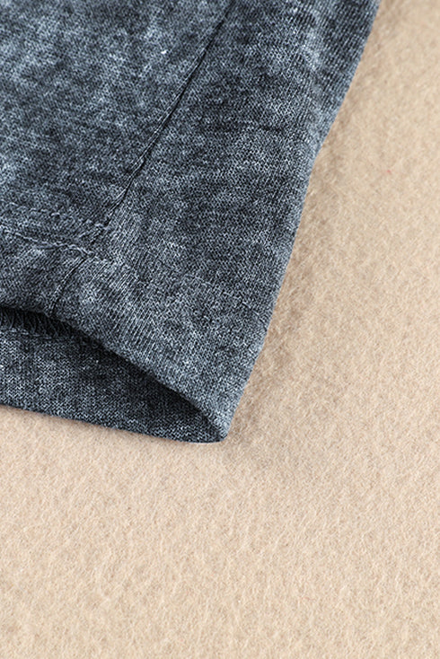 Gray Vintage Asymmetric Cold Shoulder T-Shirt