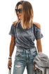 Gray Vintage Asymmetric Cold Shoulder T-Shirt