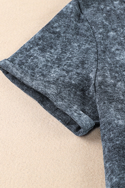 Gray Vintage Asymmetric Cold Shoulder T-Shirt