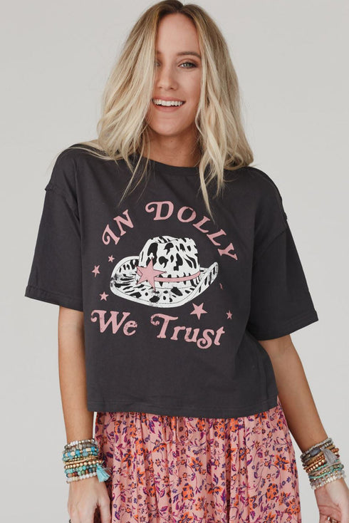 Gray We Trust In Dolly Western Fashion Graphic Tee