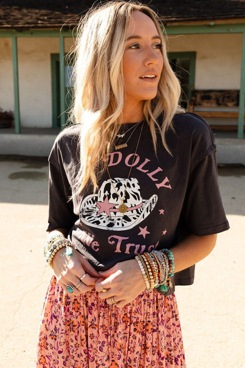 Gray We Trust In Dolly Western Fashion Graphic Tee