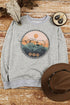 Gray Western Fashion Bull Graphic Print Sweatshirt