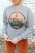 Gray Western Fashion Bull Graphic Print Sweatshirt