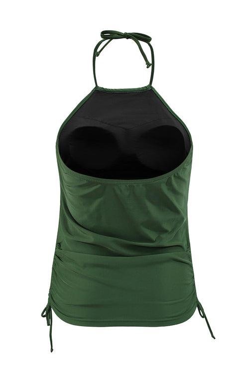 Green Camouflage Print Halter Neck Backless Two-Piece Swimsuit