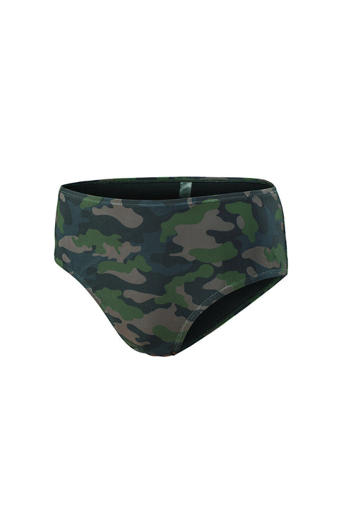 Green Camouflage Print Halter Neck Backless Two-Piece Swimsuit