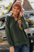 Green Expose Seam Detail Split Neck Long Sleeve Top