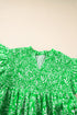Green Floral Flutter Sleeve Shirred Notched Neck Plus Size Blouse