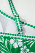 Green Floral Print One Shoulder High Waist Bikini Set