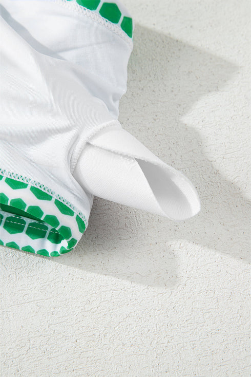 Green Floral Print One Shoulder High Waist Bikini Set