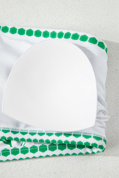 Green Floral Print One Shoulder High Waist Bikini Set