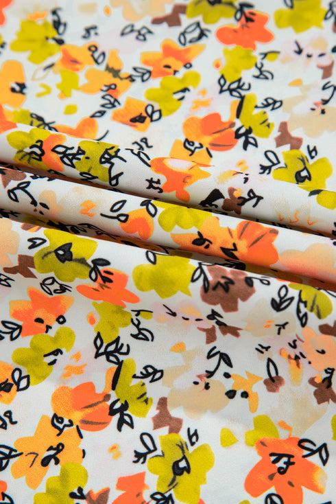 Green Floral Print Ruffled Sleeveless V Neck Tank Top