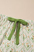 Green Floral Print Turn-down Collar Short Pajamas Set