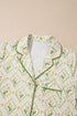 Green Floral Print Turn-down Collar Short Pajamas Set
