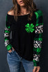 Green Leopard Printed Plaid Splicing Blouse