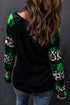 Green Leopard Printed Plaid Splicing Blouse