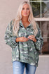 Green Long Sleeve Camo Print Oversize Hoodie