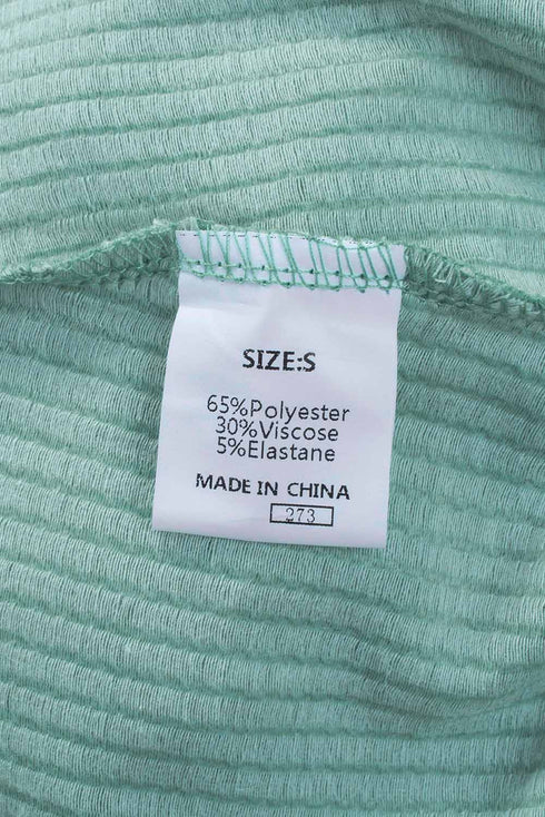 Green Loose Fit Ribbed V Neck Hoodie