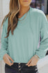 Green Loose Fit Ribbed V Neck Hoodie