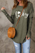 Green Lucky Clover Graphic Print Long Sleeve Tunic Top
