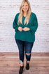 Green Pleated Bubble Sleeve Plus Size Blouse
