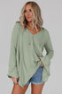 Green Ribbed Expose Seam Bell Sleeve Top