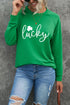 Green St. Patrick'S Day Lucky Clover Print Graphic Sweatshirt