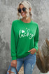 Green St. Patrick'S Day Lucky Clover Print Graphic Sweatshirt
