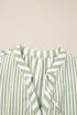 Green Stripe Bracelet Sleeve Tasseled Tied Neck Tiered Plus Size Mini Dress