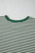 Green Stripe Trimmed Round Neck Plus Size Boxy Fit T-shirt