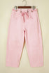 Grommet Knot Waist Detail Curved Barrel Jeans