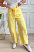 Grommet Knot Waist Detail Curved Barrel Jeans