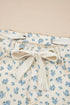 Grommet Knot Waist Floral Barrel Leg Jeans