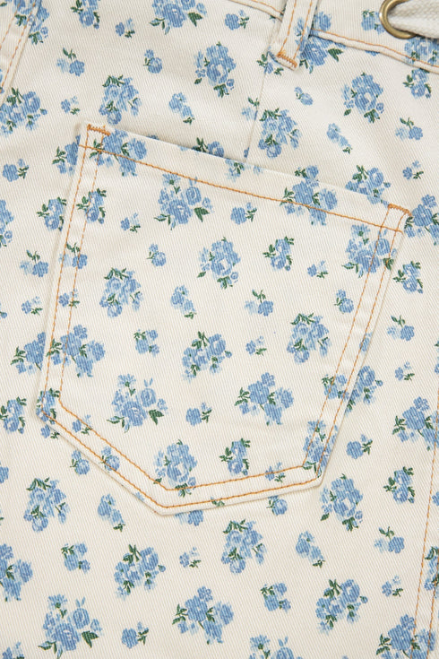 Grommet Knot Waist Floral Barrel Leg Jeans