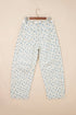 Grommet Knot Waist Floral Barrel Leg Jeans