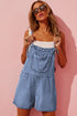 Grommet Tie Straps Casual Denim Romper